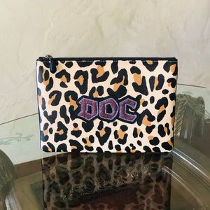 NWT Coach leopard animal print large clutch